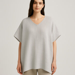 Eileen Fisher Womens Oversized Organic Linen Tunic Top Coastal Sustainable M/L